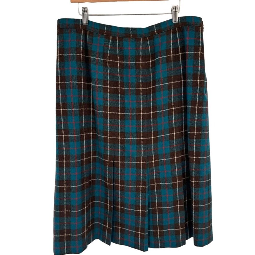 Pendleton Teal and Brown Plaid Skirt